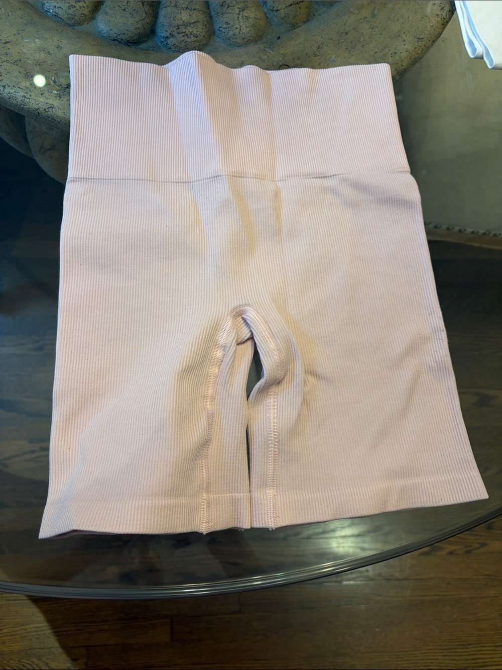 Aritzia Ribbed High-Waist Bike Shorts - Light Pink
